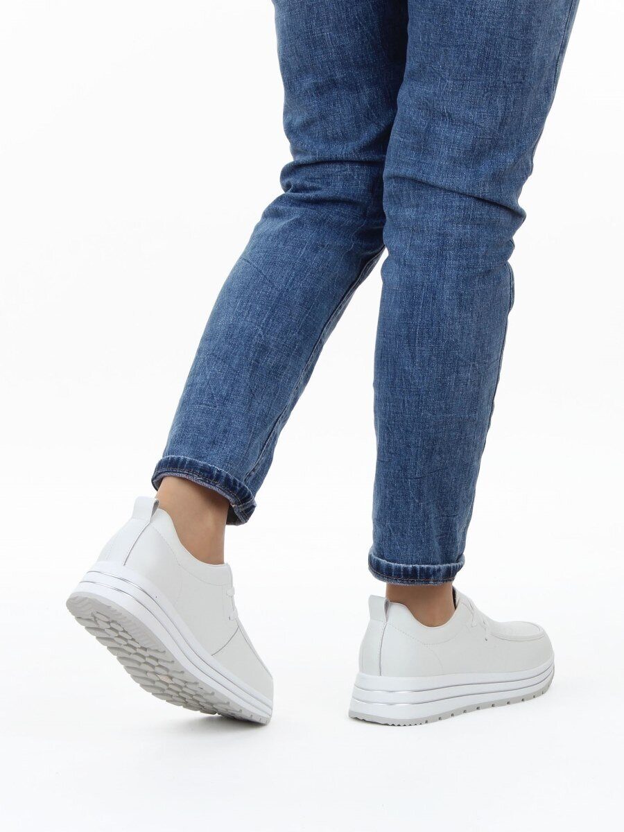 03-A1011-9 WHITE Полуботинки спортивные женские (натуральная кожа)