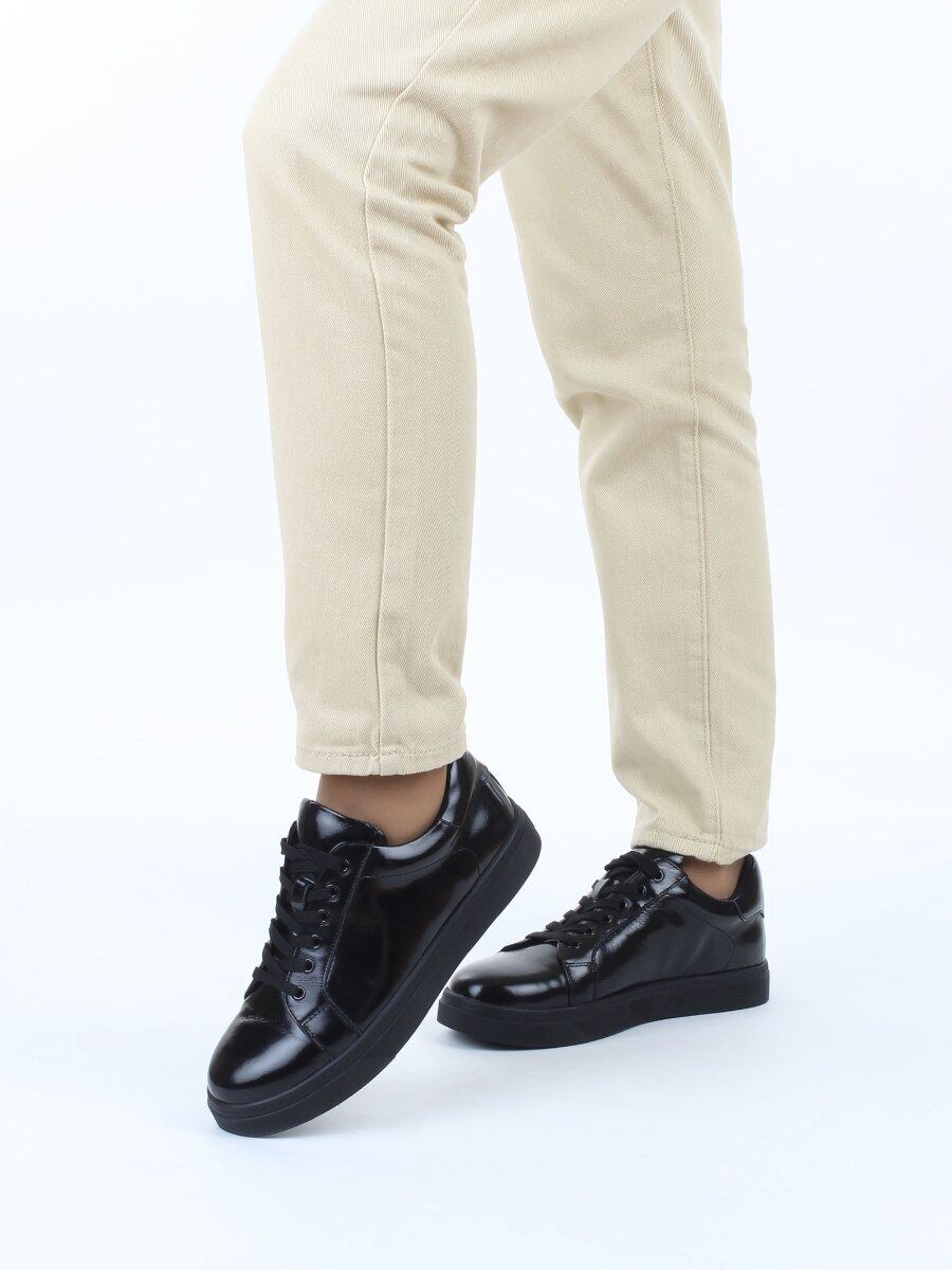 03-C1-1AG BLACK Полуботинки спортивные женские (натуральная кожа)