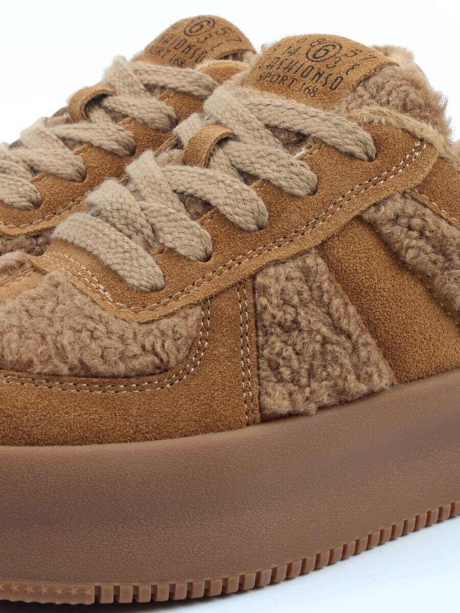 04-P133-2C BROWN Кроссовки демисезонные женские (натуральная замша, байка)