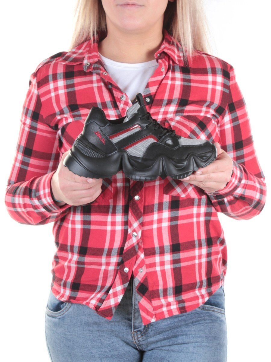 05-DHJ03-1 BLACK Кроссовки женские (нат.кожа, нат.замша, текстиль)