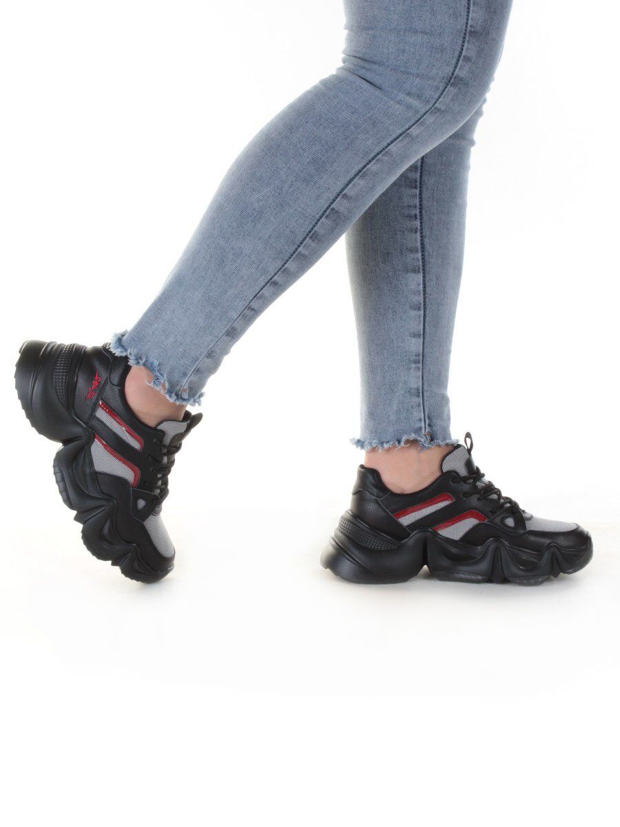 05-DHJ03-1 BLACK Кроссовки женские (нат.кожа, нат.замша, текстиль)