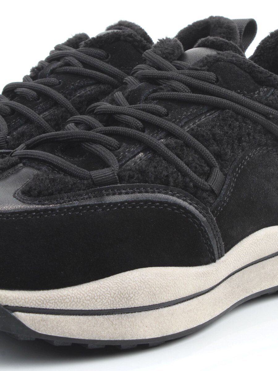 04-XKL23-138R BLACK Кроссовки утепленные женские (натуральная кожа, натуральная замша, байка)