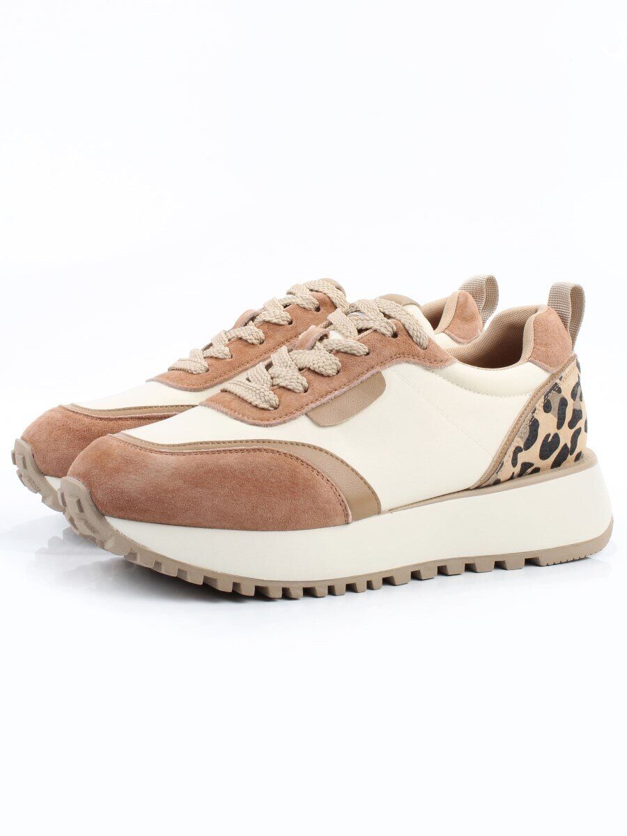 04-PDJ96-1 BEIGE/LT. BEIGE Кроссовки демисезонные женские (натуральная замша, натуральная кожа, текстиль)