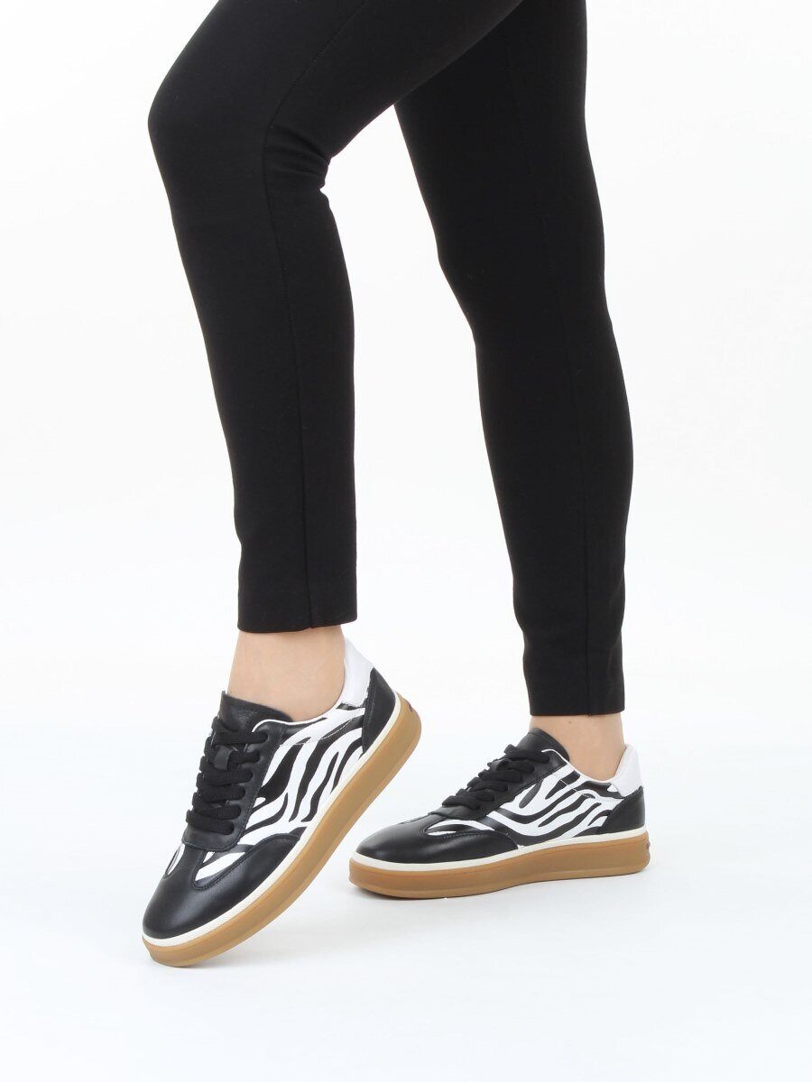 03-Y6-1B BLACK/WHITE Полуботинки спортивные женские (натуральная кожа)