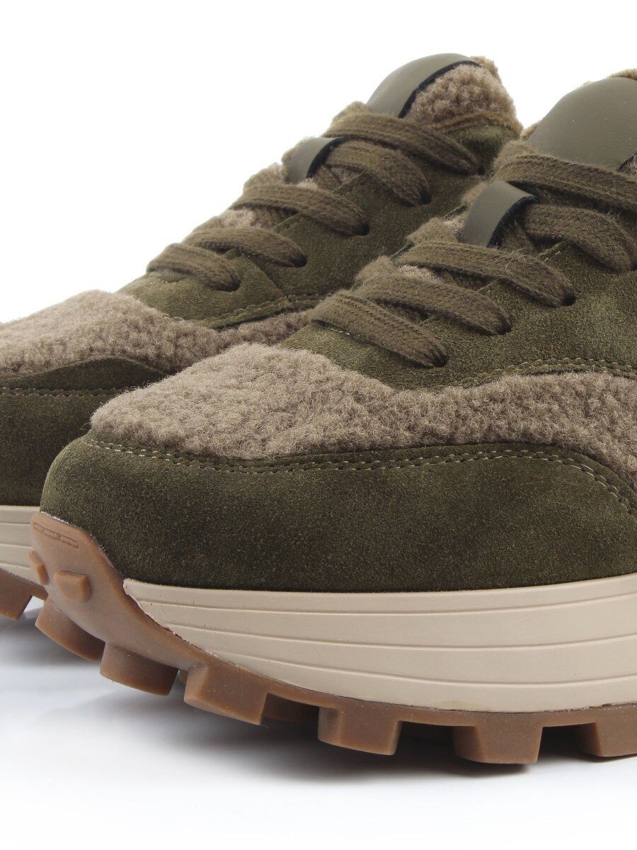 04-P118-2C GREEN Кроссовки демисезонные женские (натуральная замша, натуральная кожа, текстиль)