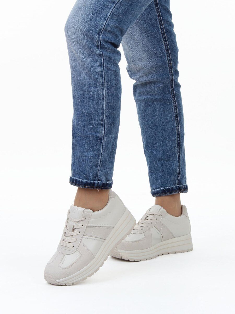 03-A1020-2 LT. BEIGE Кроссовки женские (натуральная кожа, натуральная замша)