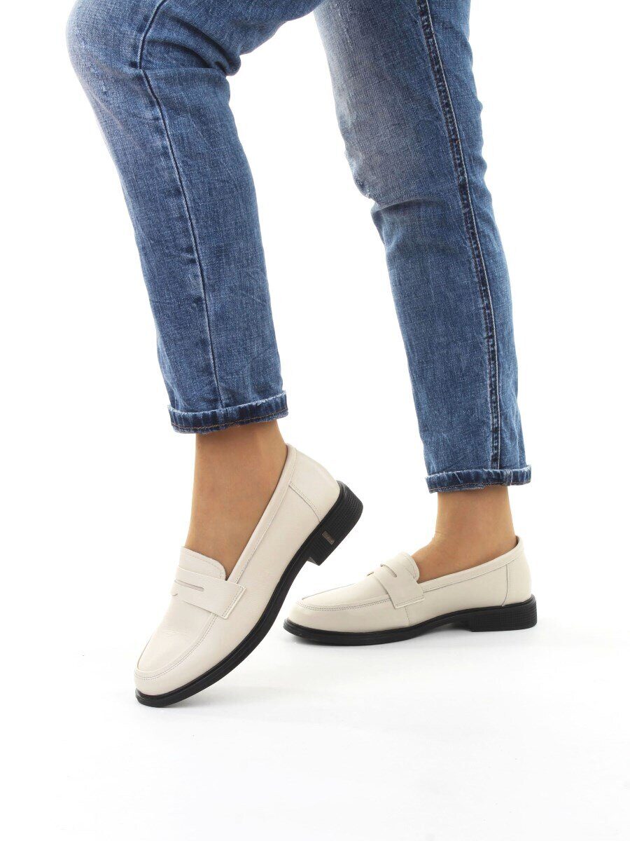 03-DYL128-3 BEIGE Лоферы женские (натуральная кожа)