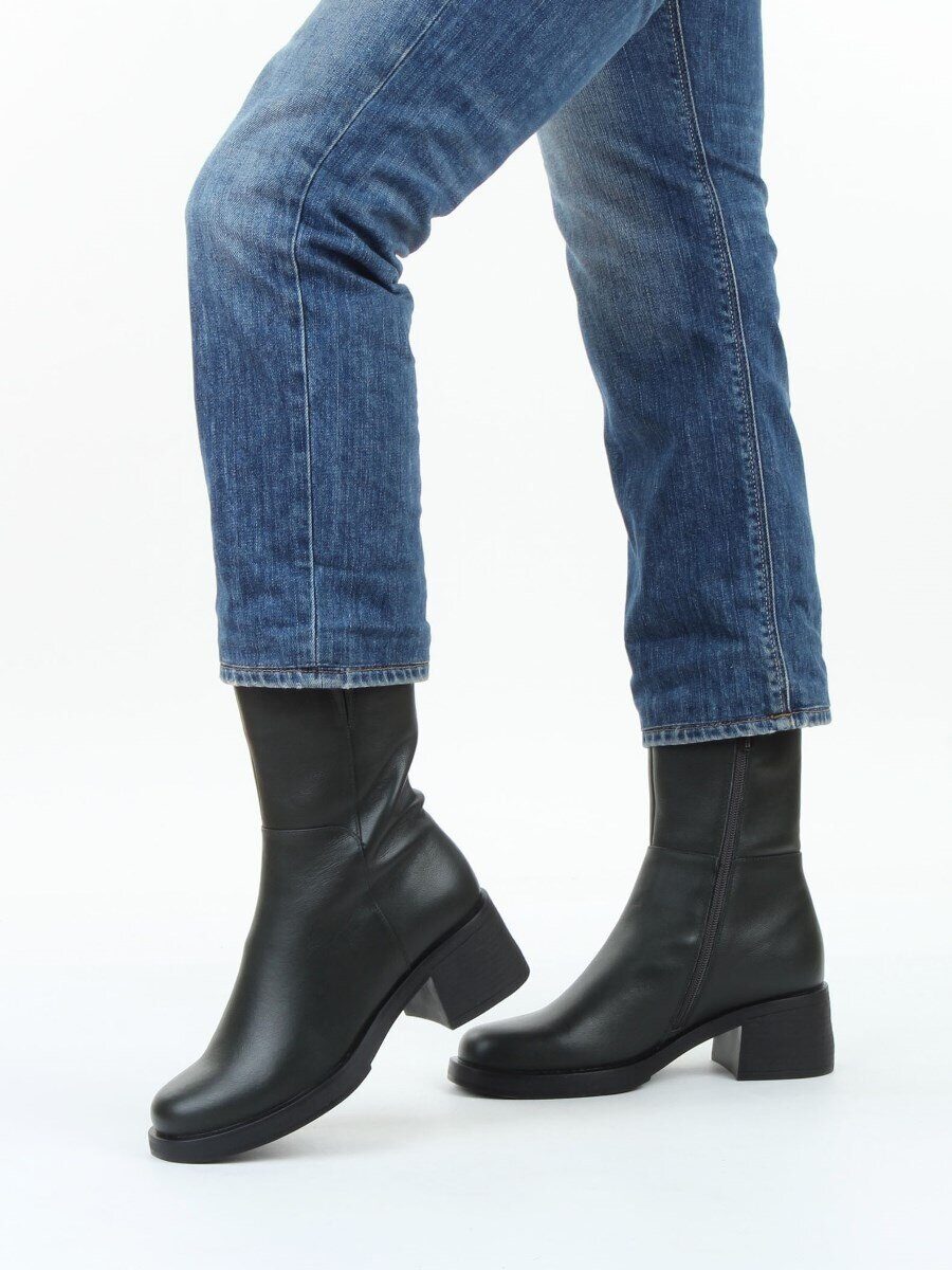 01-M43-8 D.GREEN Ботинки демисезонные женские (натуральная кожа, байка)