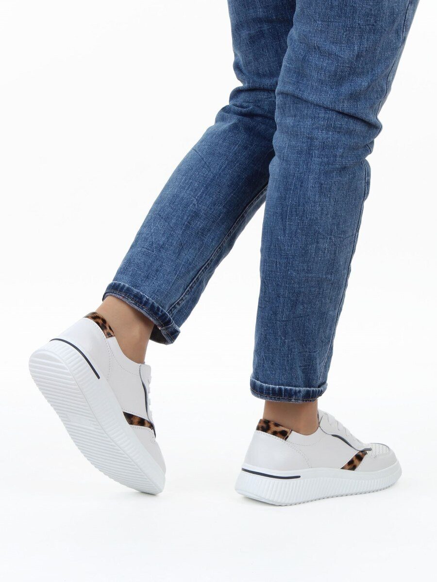 03-C930-9A WHITE Полуботинки спортивные женские (натуральная кожа)