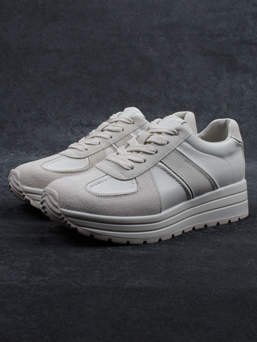 03-A1020-2 LT. BEIGE Кроссовки женские (натуральная кожа, натуральная замша)