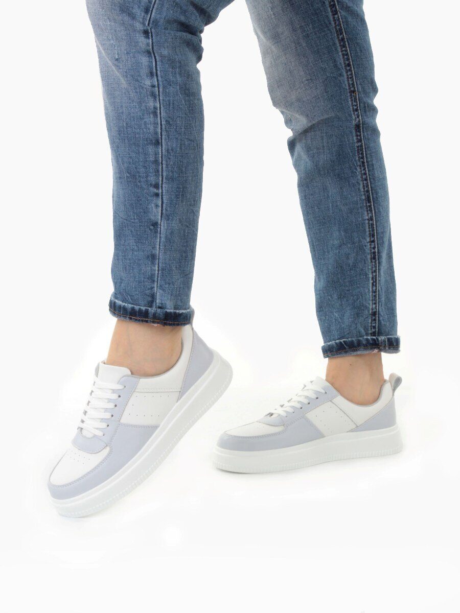 03-YJ425-2 WHITE/VIOLET Полуботинки спортивные женские (натуральная кожа)