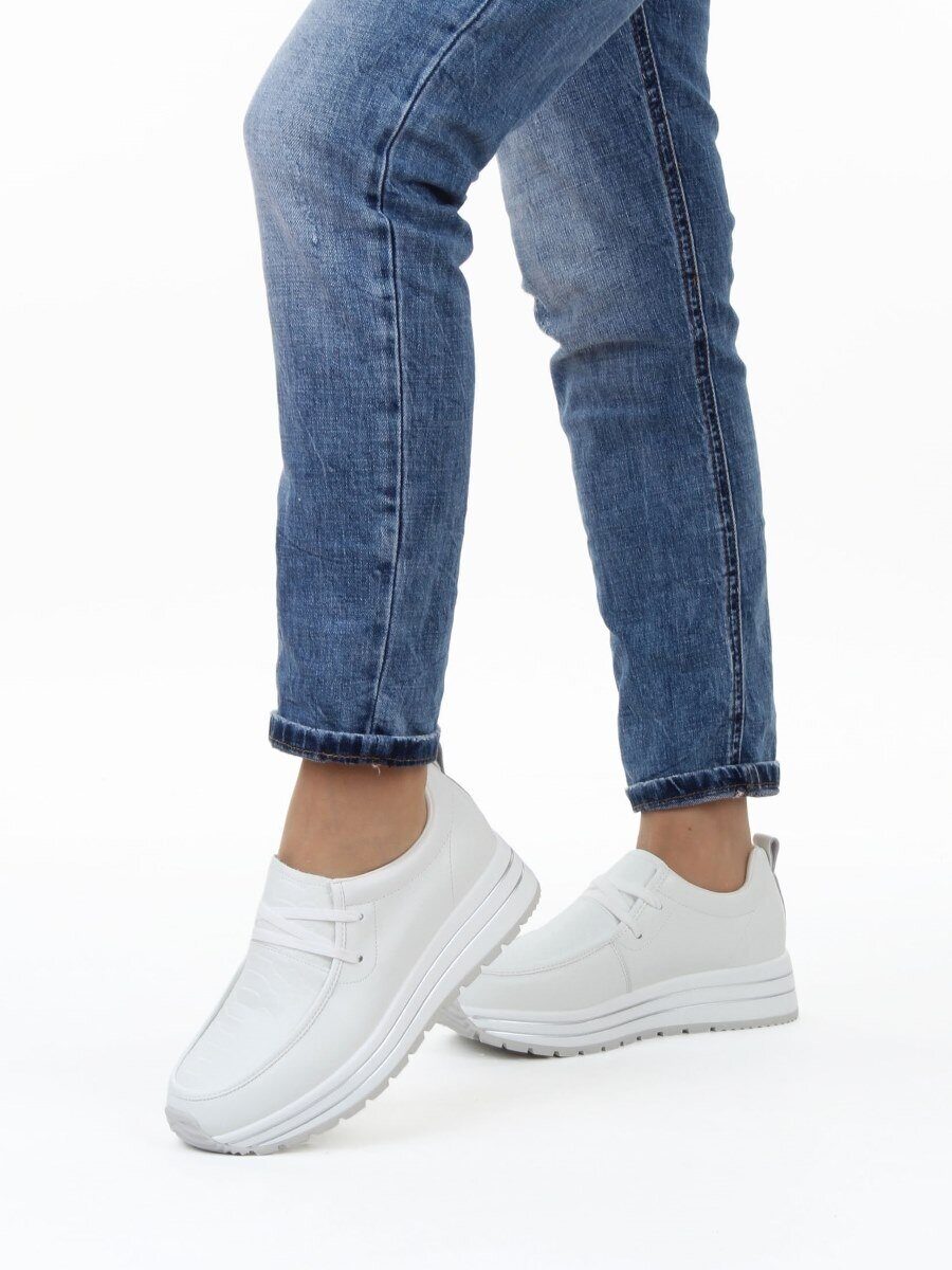 03-A1011-9 WHITE Полуботинки спортивные женские (натуральная кожа)