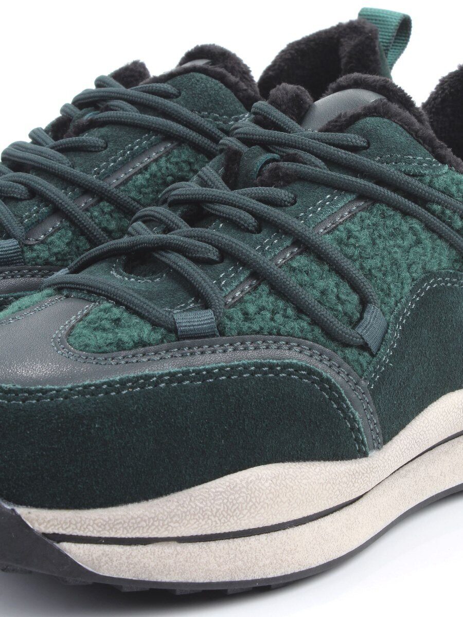 04-XKL23-140R GREEN Кроссовки утепленные женские (натуральная кожа, натуральная замша, байка)