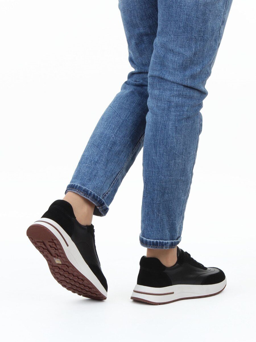 03-A9042-1 BLACK Кроссовки женские (натуральная кожа, натуральная замша)