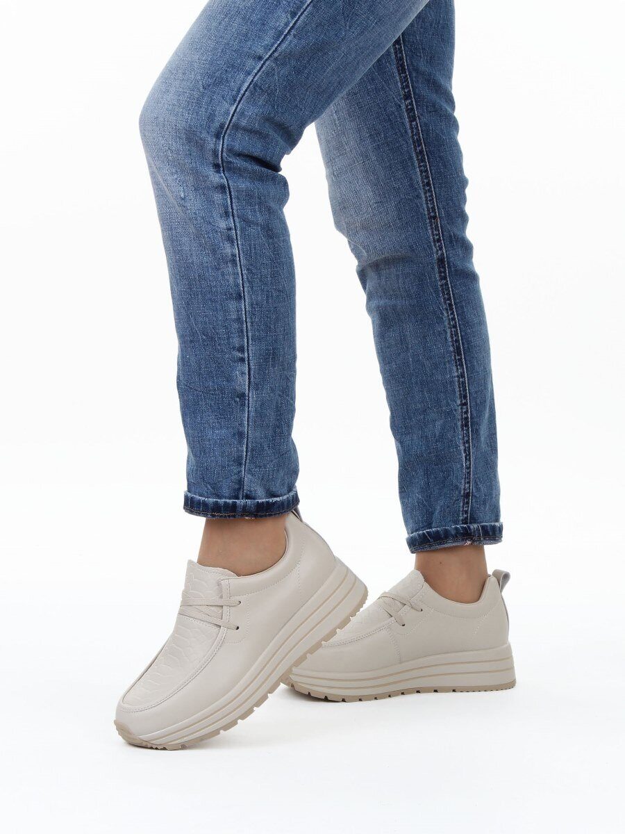 03-A1011-2 BEIGE Полуботинки спортивные женские (натуральная кожа)