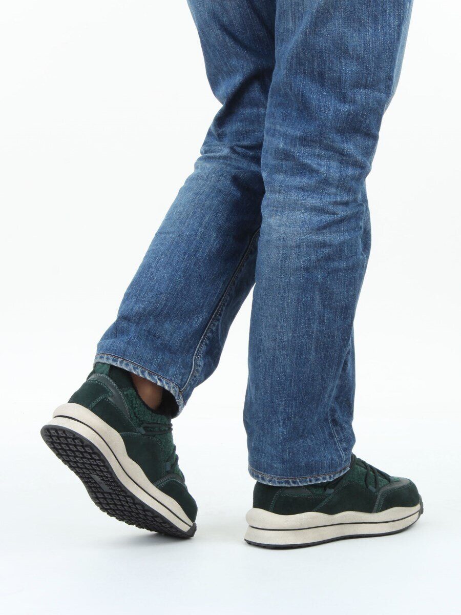 04-XKL23-140R GREEN Кроссовки утепленные женские (натуральная кожа, натуральная замша, байка)