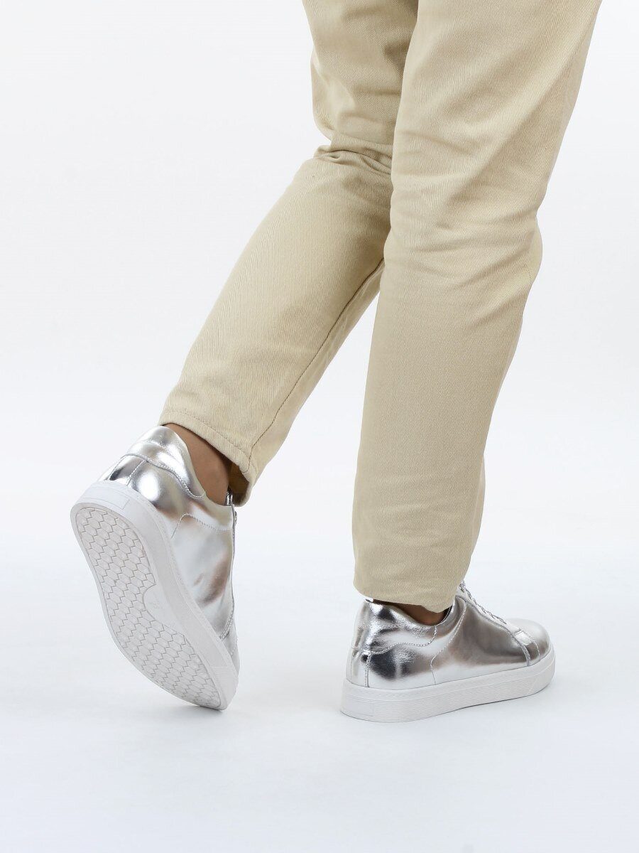 03-C1-1C GREY/SILVER Полуботинки спортивные женские (натуральная кожа)