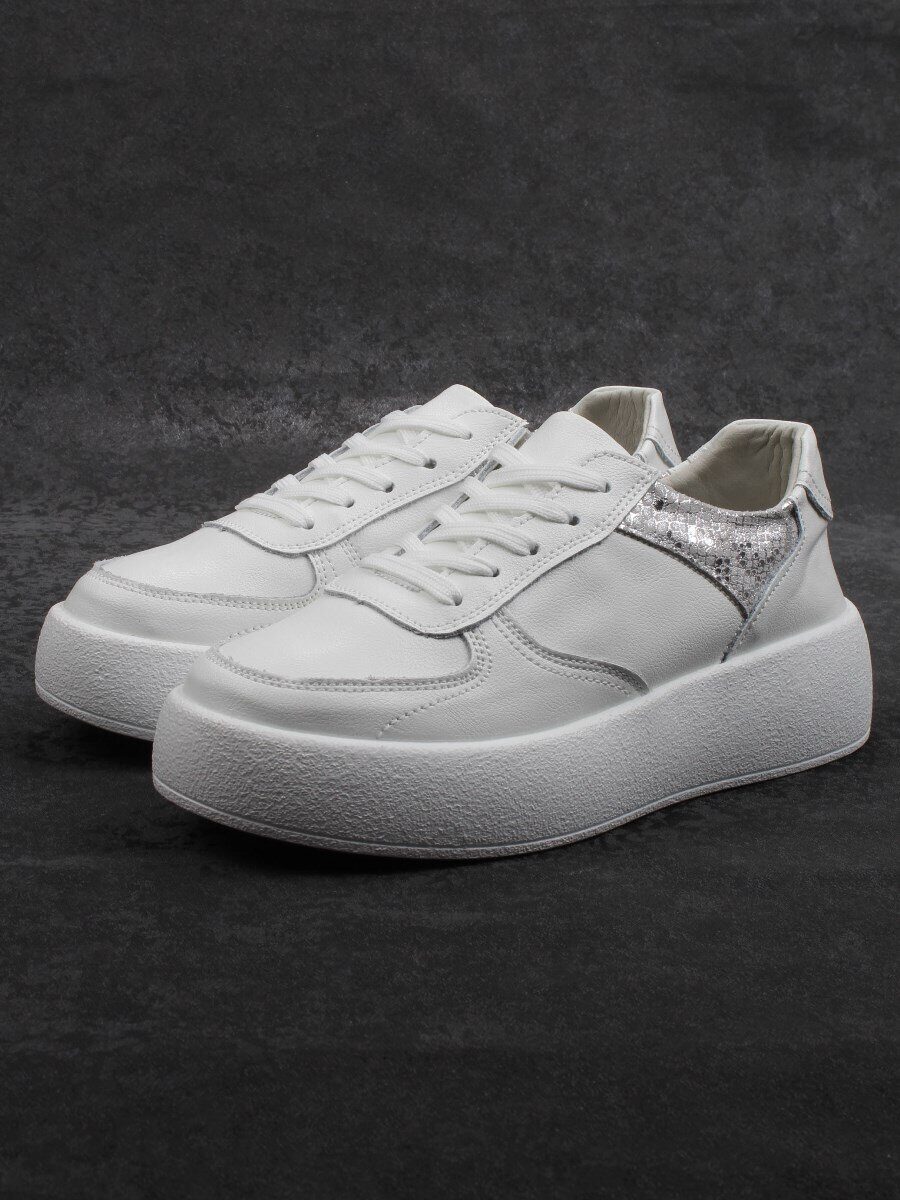 03-C140-9 WHITE Полуботинки спортивные женские (натуральная кожа)