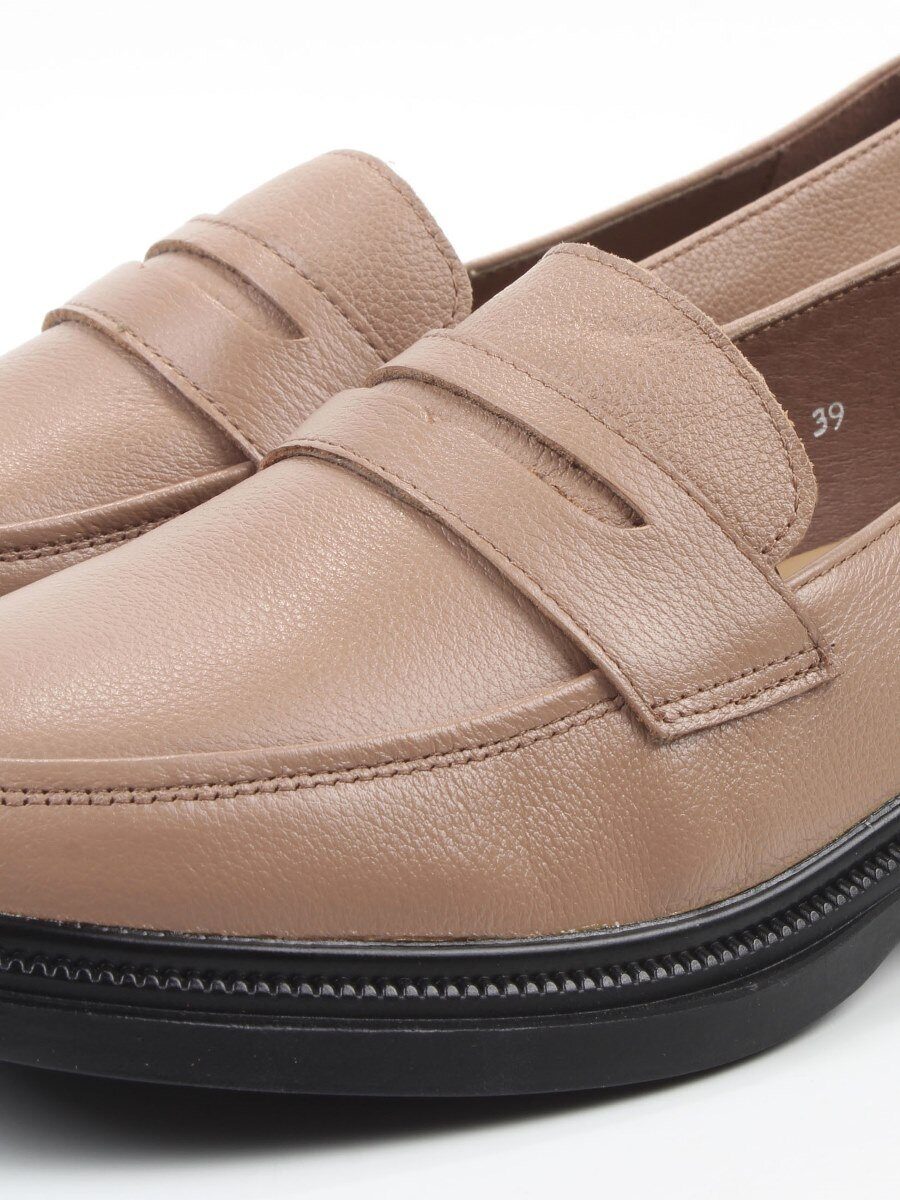 03-DYL123-2 DK. BEIGE Лоферы женские (натуральная кожа)