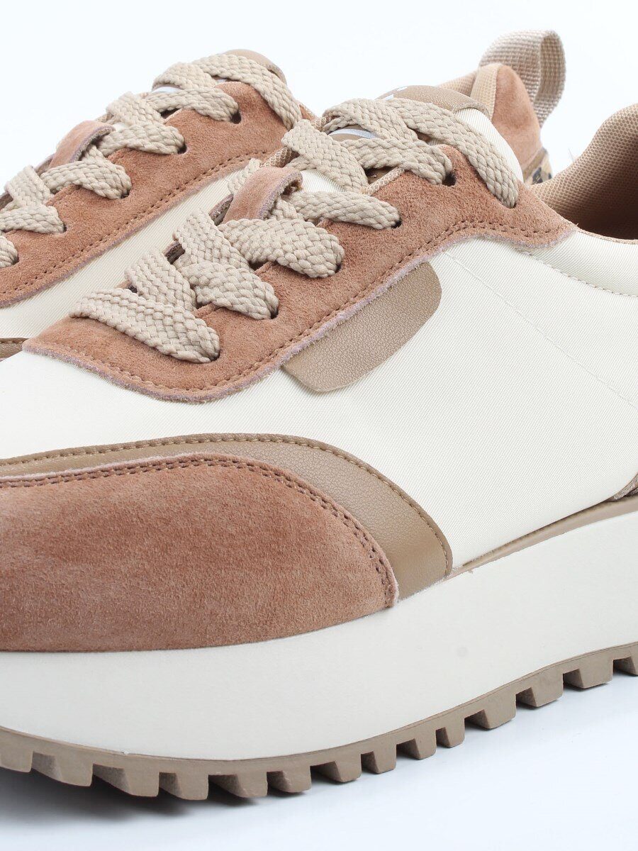 04-PDJ96-1 BEIGE/LT. BEIGE Кроссовки демисезонные женские (натуральная замша, натуральная кожа, текстиль)