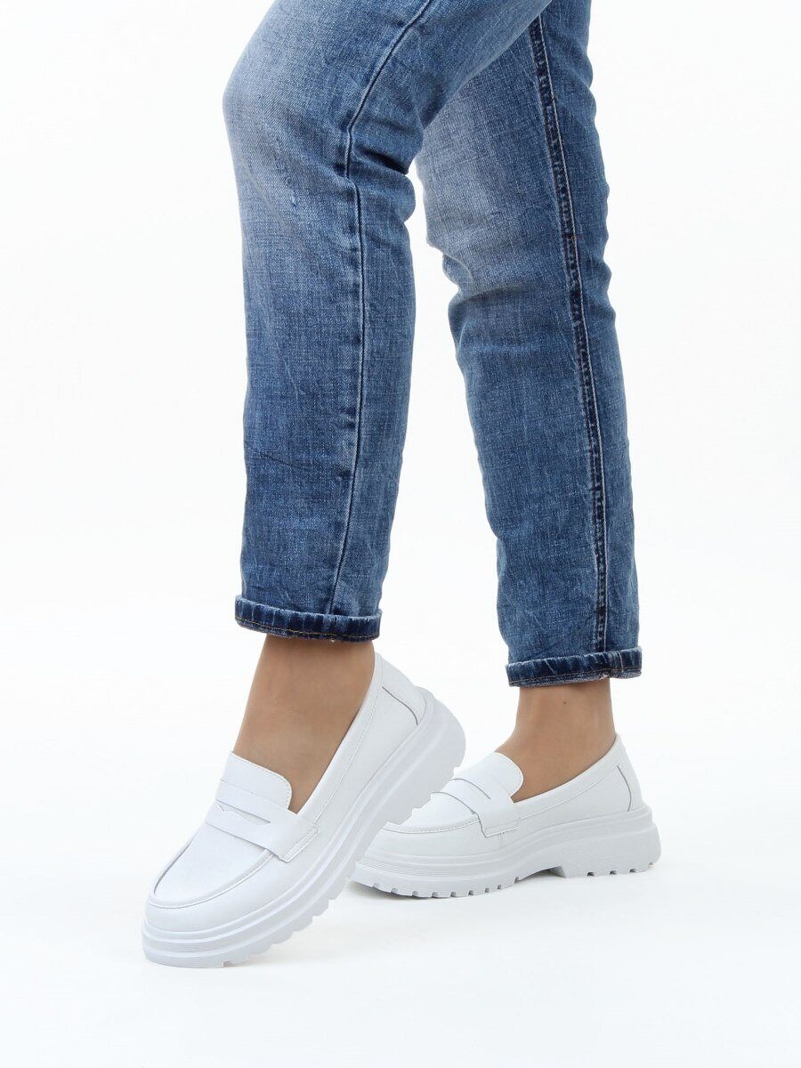 03-YG99-1 WHITE Лоферы женские (натуральная кожа)