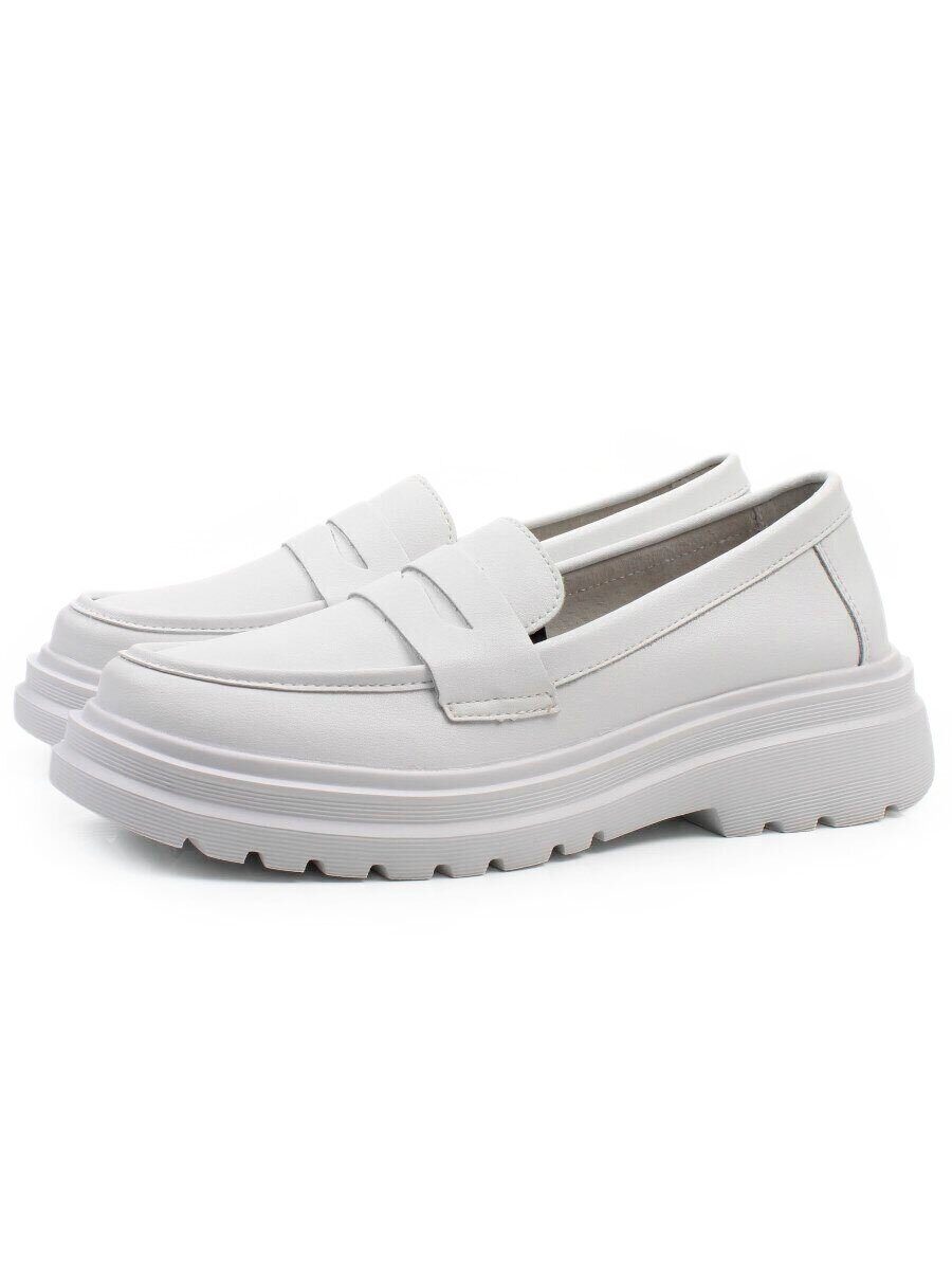 03-YG99-1 WHITE Лоферы женские (натуральная кожа)