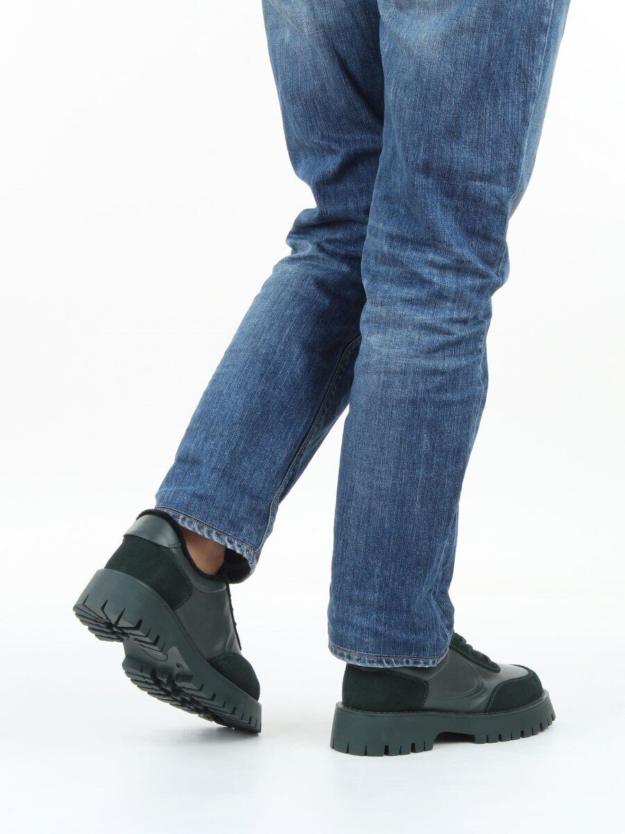 03-XKL23-170R GREEN Полуботинки утепленные женские (натуральная кожа, натуральная замша, байка)