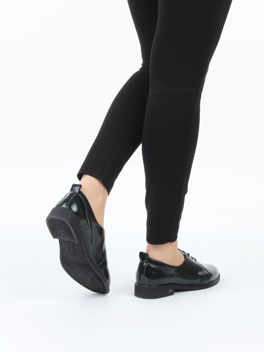 03-M17-3 DK. GREEN Полуботинки женские (натуральная кожа)