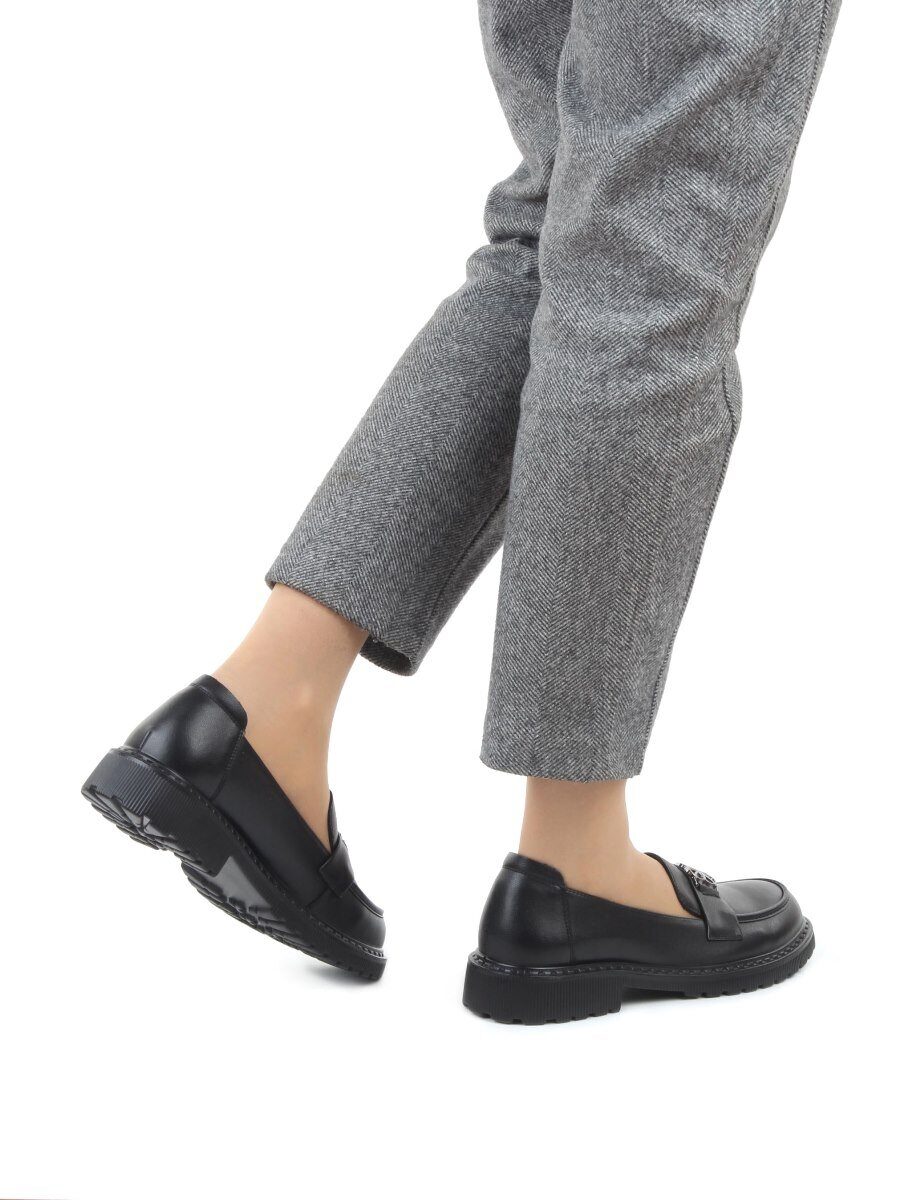 03-PDHL242-1 BLACK Лоферы женские (натуральная кожа)