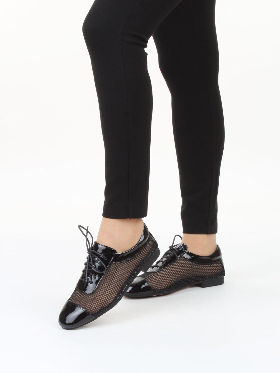 03-H17C-30AG BLACK Полуботинки женские (натуральная кожа)