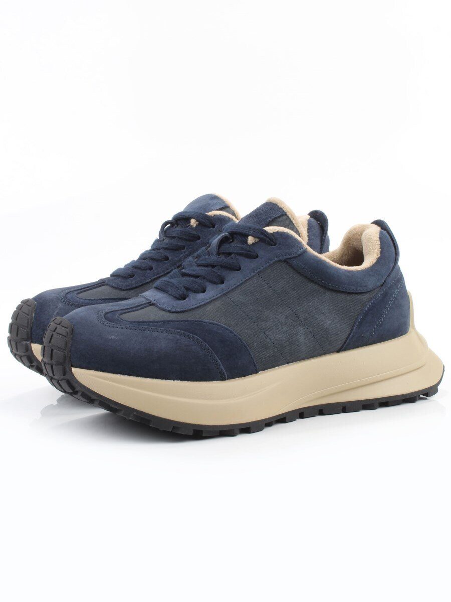 04-PCML26-3 BLUE Кроссовки демисезонные женские (натуральная замша, натуральная кожа, текстиль)