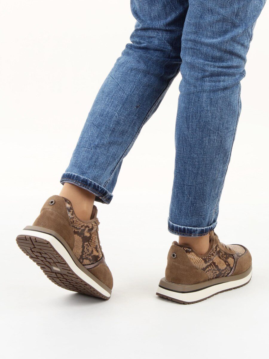 04-PCML20-3 KHAKI Кроссовки демисезонные женские (натуральная замша, натуральная кожа, текстиль)