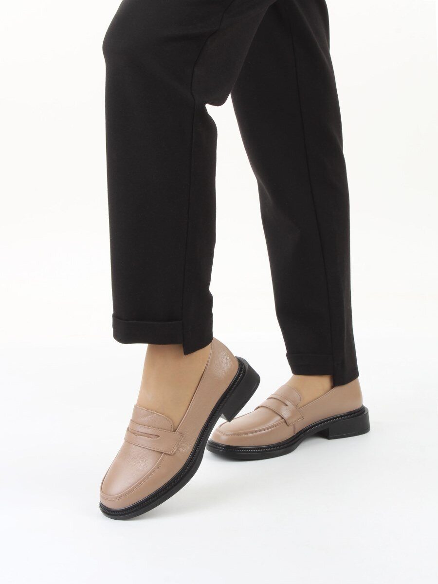 03-DYL123-2 DK. BEIGE Лоферы женские (натуральная кожа)