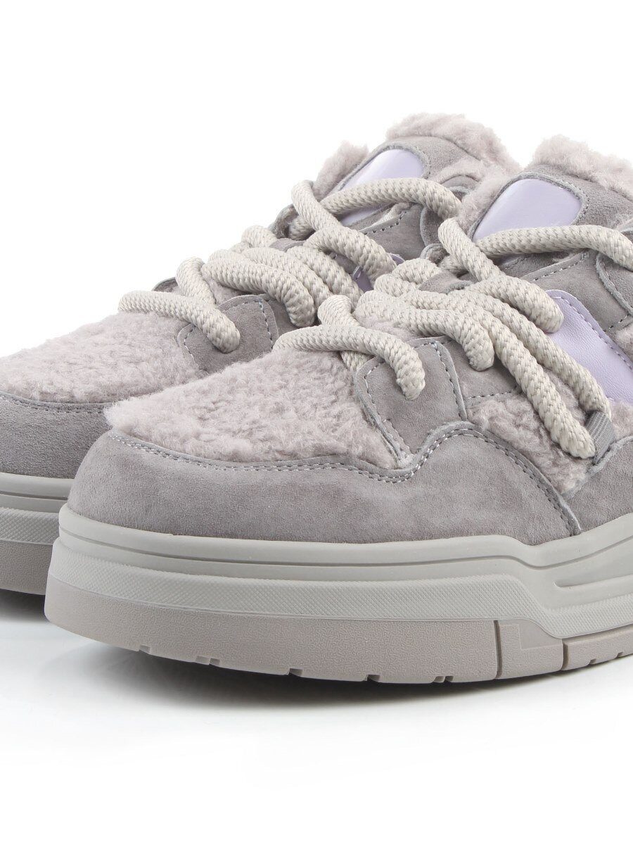 04-P123-2C GRAY Кроссовки демисезонные женские (натуральная замша, натуральная кожа, текстиль)