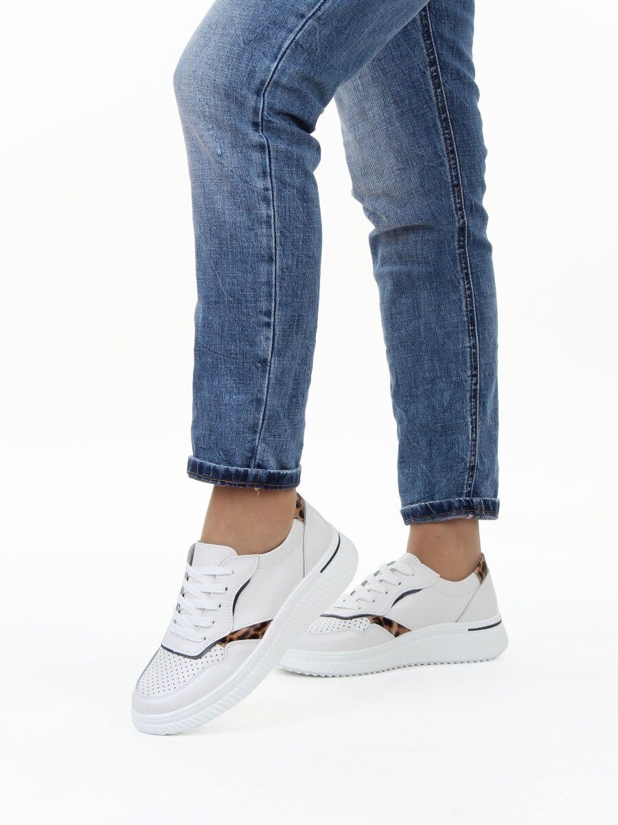 03-C930-9A WHITE Полуботинки спортивные женские (натуральная кожа)