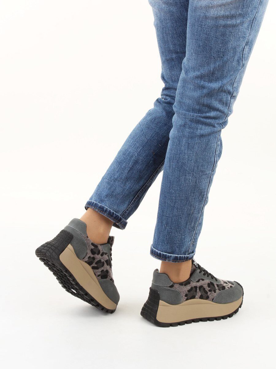 04-PDH362-2 GRAY Кроссовки демисезонные женские (натуральная замша, натуральная кожа)
