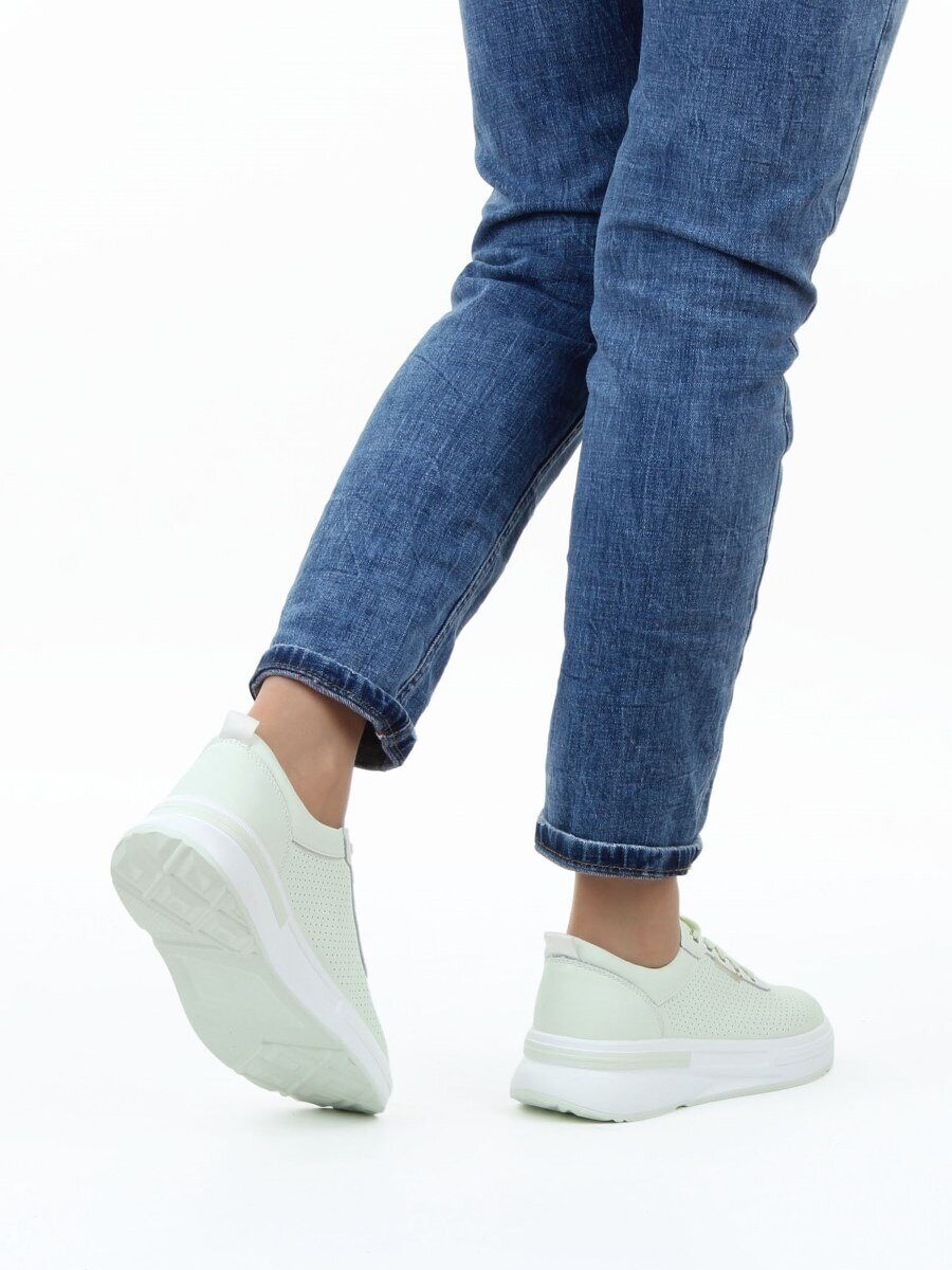 03-YH324-3 LT. GREEN Полуботинки спортивные женские (натуральная кожа)