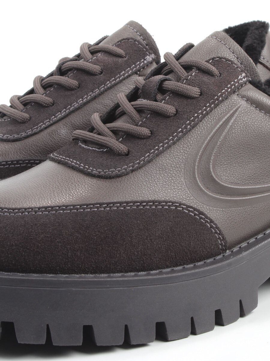 03-XKL23-171R DK.GRAY Полуботинки утепленные женские (натуральная кожа, натуральная замша, байка)
