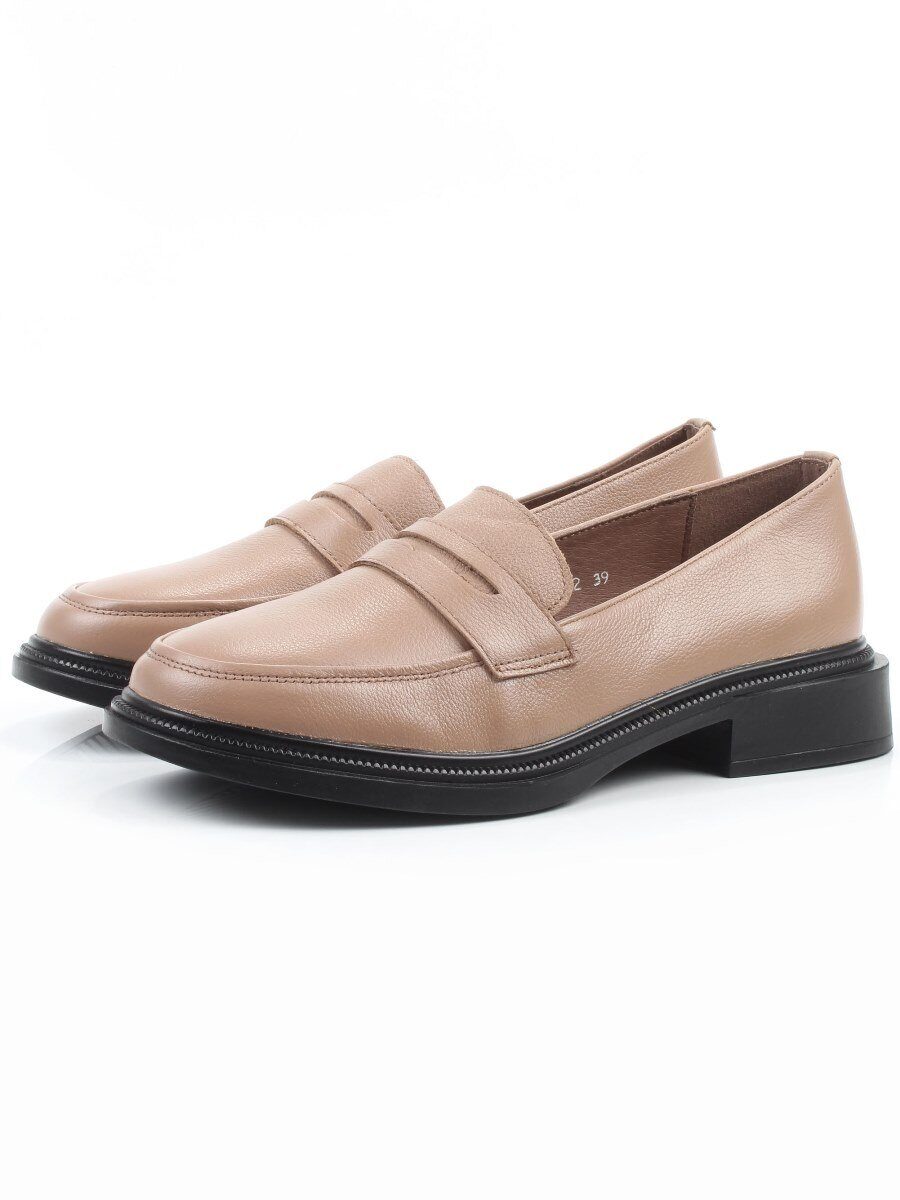 03-DYL123-2 DK. BEIGE Лоферы женские (натуральная кожа)