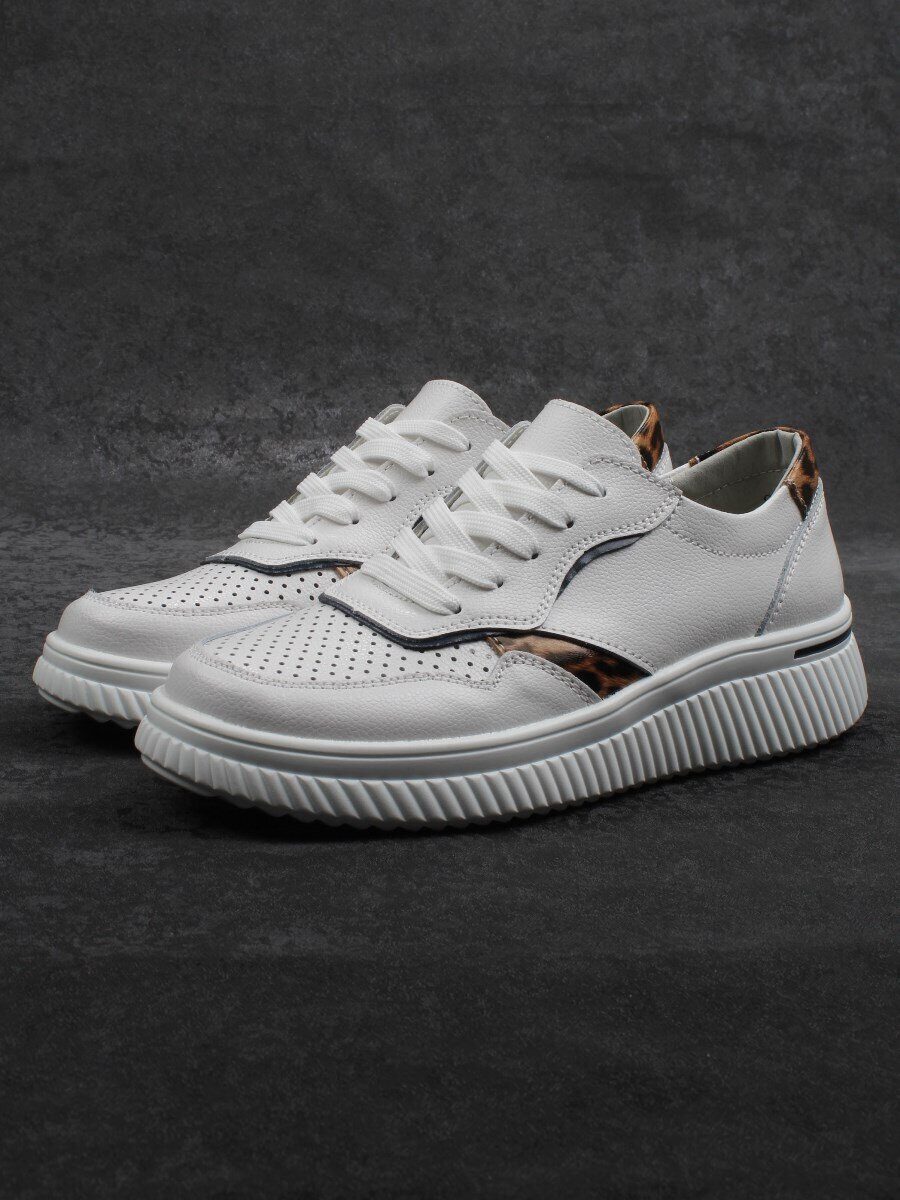 03-C930-9A WHITE Полуботинки спортивные женские (натуральная кожа)