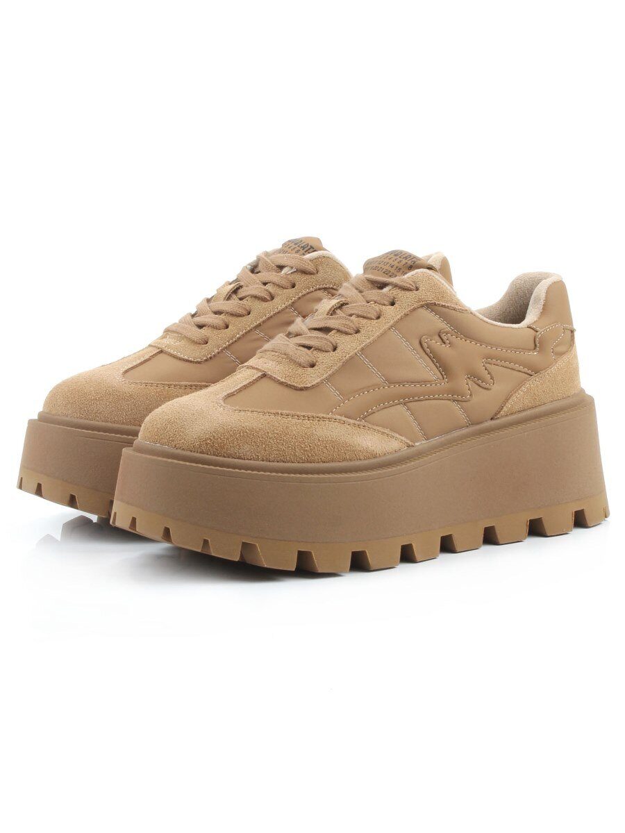 04-P117-2C BEIGE Кроссовки демисезонные женские (натуральная замша, натуральная кожа, текстиль)