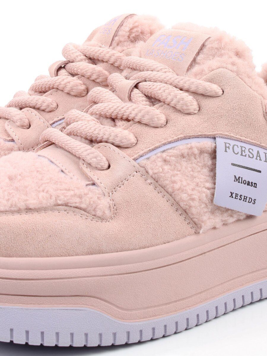 04-P124-2C PINK Кроссовки демисезонные женские (натуральная замша, искусственный мех)