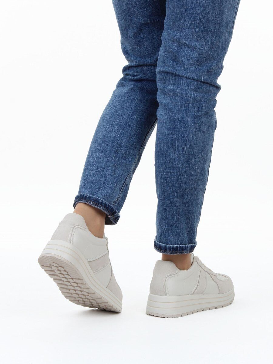 03-A1020-2 LT. BEIGE Кроссовки женские (натуральная кожа, натуральная замша)