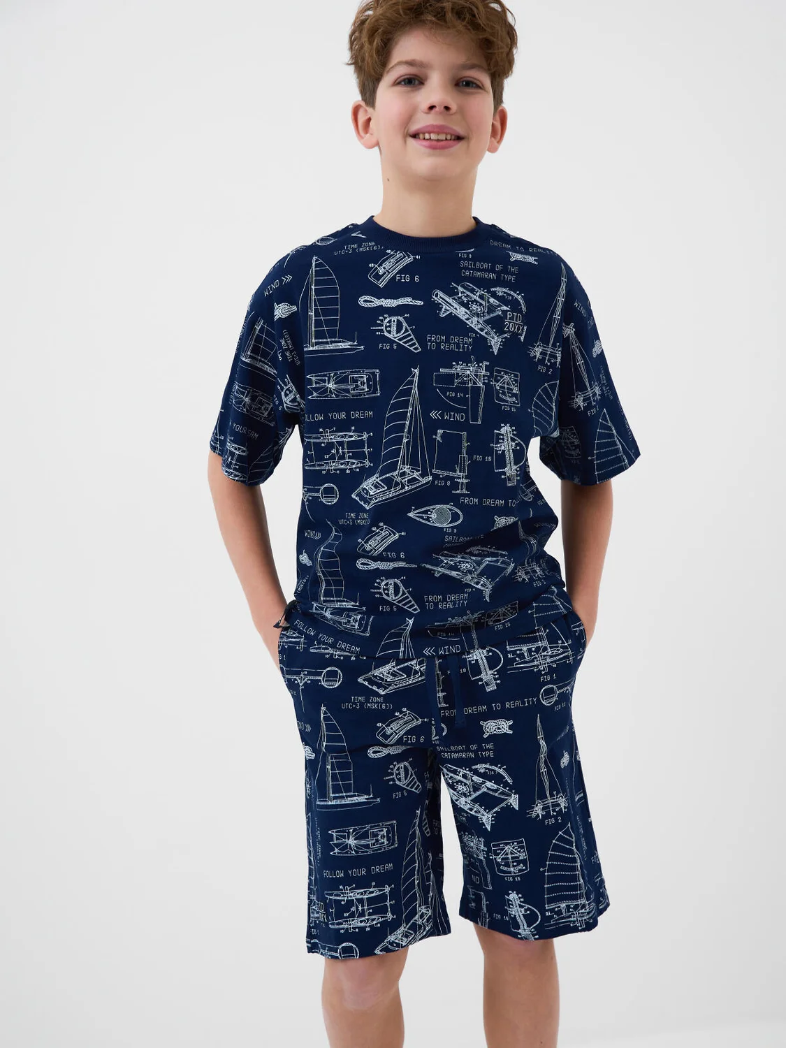 Пижама 12611484 белый,тёмно-синий