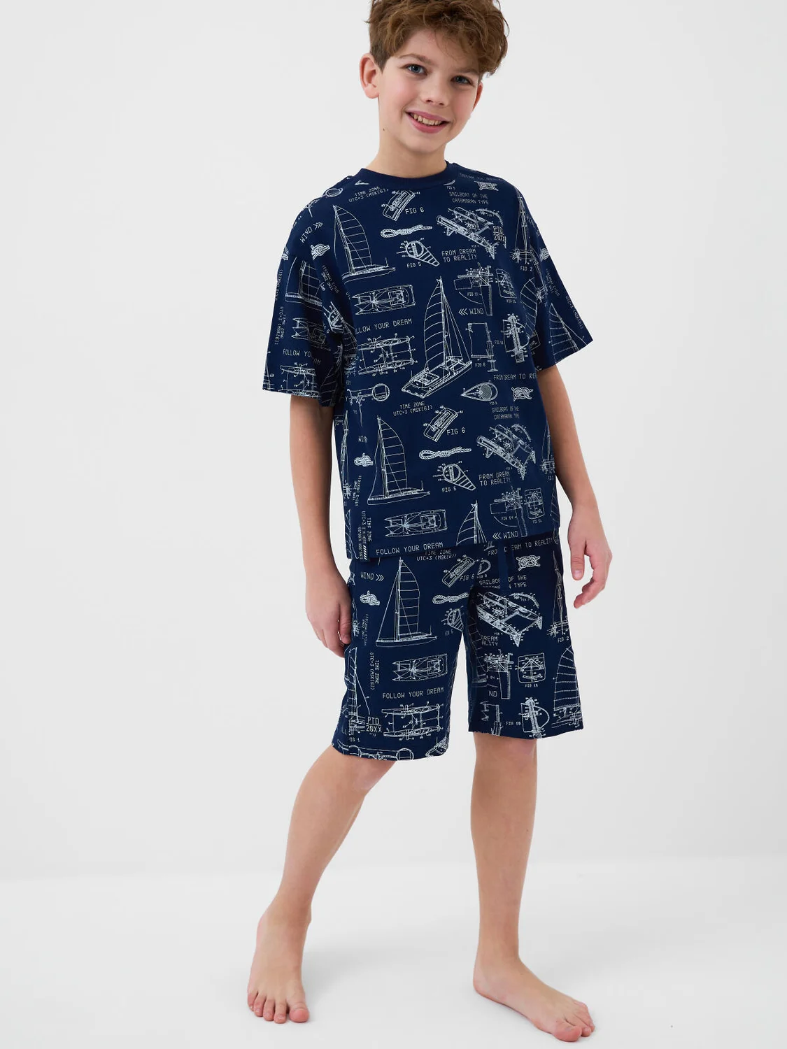 Пижама 12611484 белый,тёмно-синий