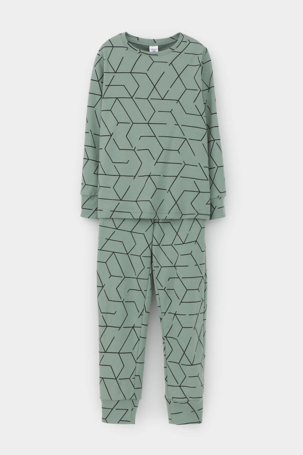 CROCKID Пижама К 1552 эвкалипт, геометрический рисунок