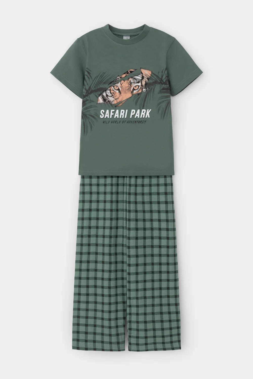 CROCKID Пижама К 1599 зеленый мох, клетка