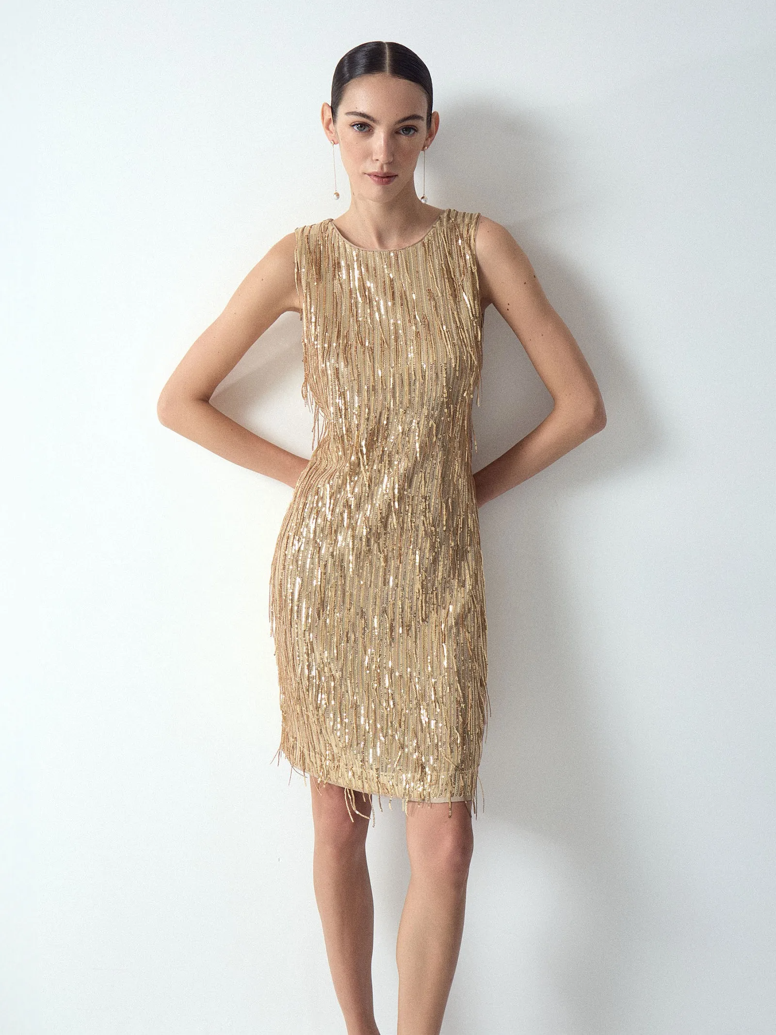 Платье мини с пайетками, PL1603/fizz