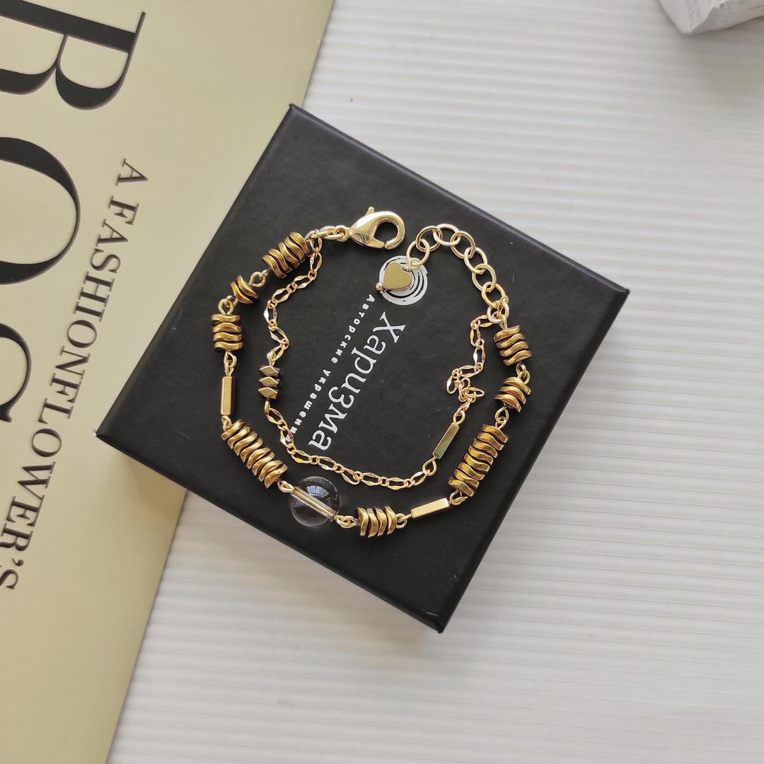 Браслет из гематита золотые оттенки