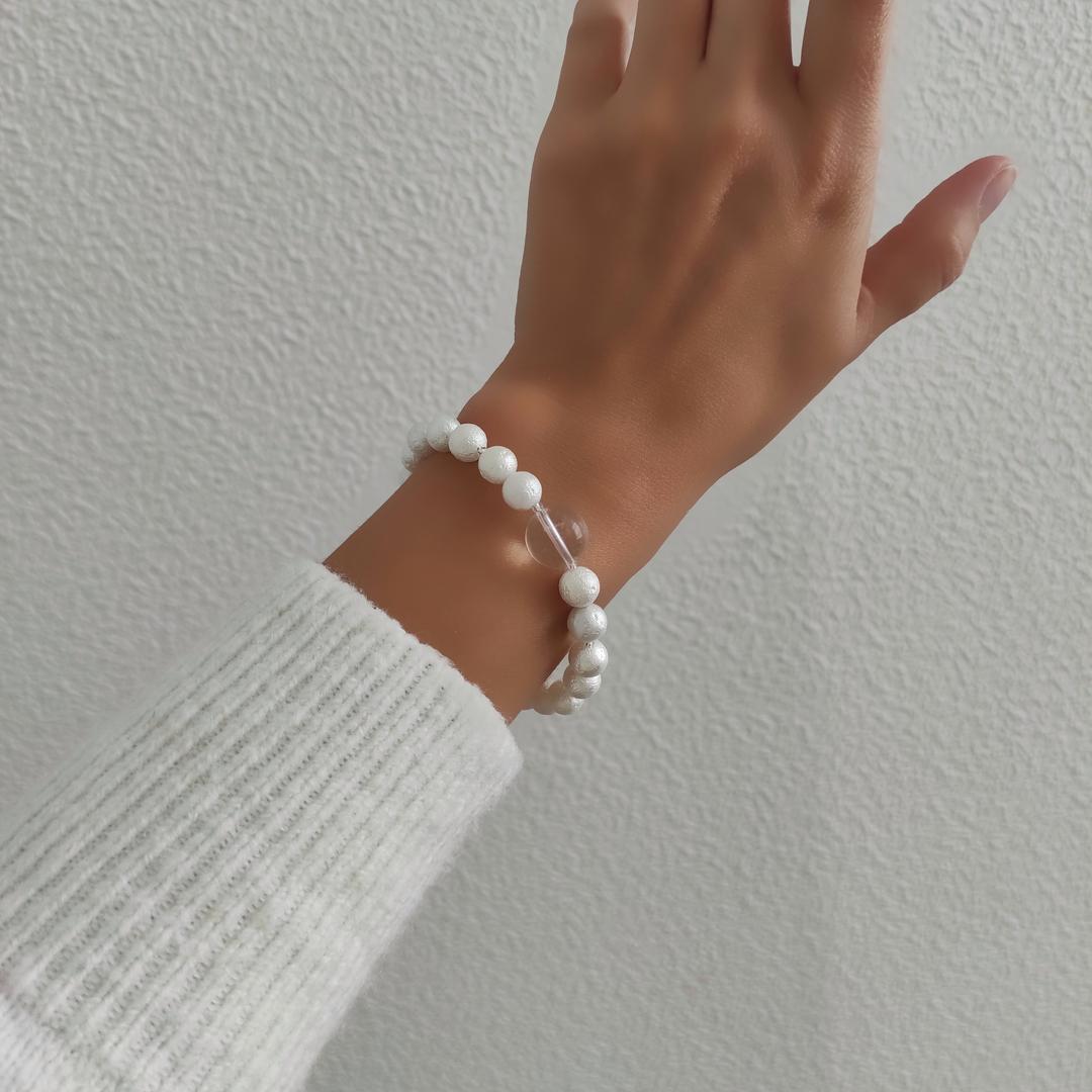 Браслет из хлопкового жемчуга с горным хрусталём